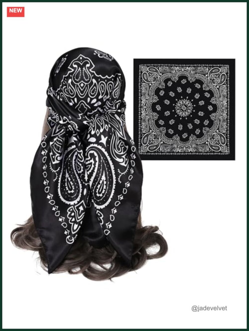 Women's Satin Square Bandana Head Scarf 35" Silky Fashion Scarf